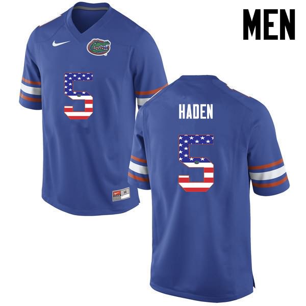 Men's NCAA Florida Gators Joe Haden #5 Stitched Authentic USA Flag Fashion Nike Blue College Football Jersey ERQ1365TC